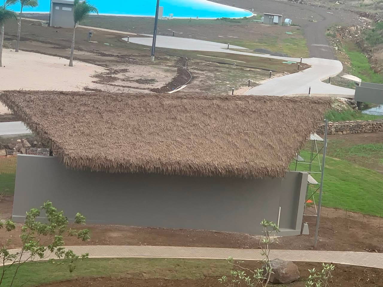 Long-span thatch roof on a coastal project